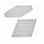 2 Acryl templates voor de quilt Moncarapacho, incl. 3/8 naadtoeslag. Dit patroon staat in het boek Millefiori Quilts 3 van Willyne Hammerstein