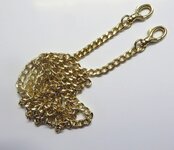 Tasketting 120 cm lang incl. musketons in de kleur messing de schakel is 7 mm breed.