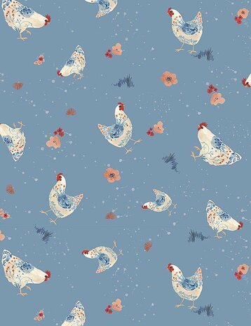 Rachel - CD1100 - Blue met kippetjes  