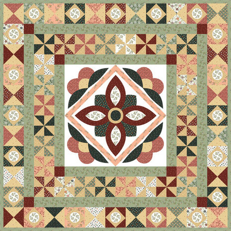 EQP - New Vintage - Quilt is 85 cm x 85 cm met applique,Een Nederlandtalig patroon  