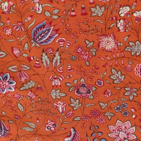 Dutch Heritage - Surat - Pumpkin - DHER1025-PUMPKIN -  van Petra Prins  - Dutch Heritage fabrics  - Mooie warme kleur 