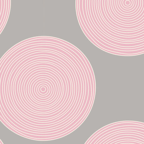  2,75 meter breed - Tilda - Luna pink/grey Geschikt voor de achterkant van een quilt 100% katoen De cirkel is 6,5 cm doorsnede.