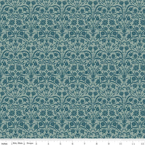 Liberty - The Winterbourne Collection - &nbsp;Bankart Sillouette in blauw tinten kleine bloementjes en takjes The Winterbourne collection.