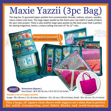 Organiser -Yazzii - Blauw&nbsp; - MAXIE Yazzii 3 pc bag.
