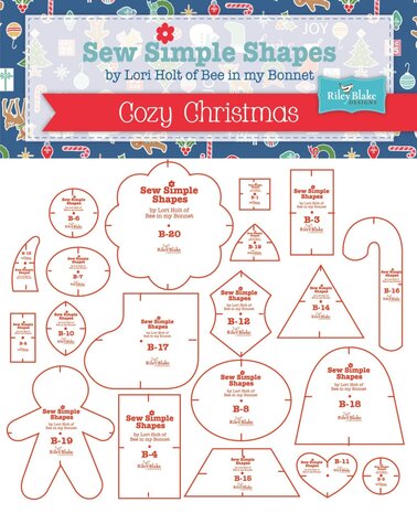 20 templates voor de quilt Cozy Christmas van Lori Holt Dit is incl. het patroon