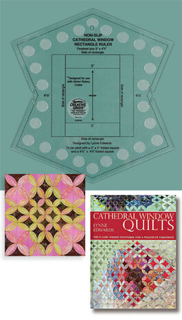 Creative Grids - non slip - Cathedral Window rectangle liniaal.CGRCW door Lynne Edwards. geschikt om Cathedral window quilts te maken.