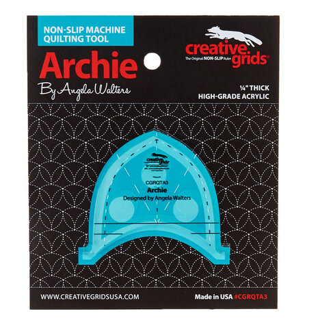 Longarm machine template liniaal  - Archie - Creative Grids. 6 mm dik speciaal voor de longarm machine, anti slip ontwerp van Angela Walter.Ligt heerlijk in de hand.en anti slip.