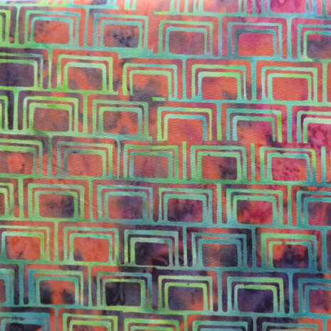 Hoffman batik - green orange Deze stof heeft een motiefje de kleuren zijn groen warm oranje