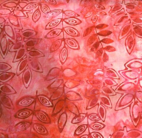 Bali Batiks - HBB- Rode blaadjes Hand geverfde met patronen Stof. Uit het Bali Batik kollektion van Hoffman Fabrics.