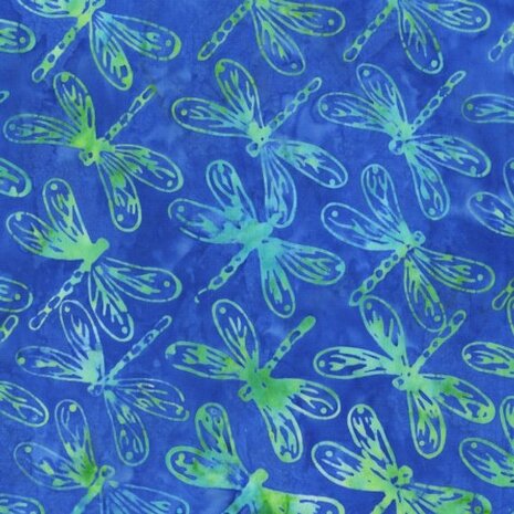 Anthology - Dragon fly- 310Q-2 Royal - batik Mooie batik in blauw Hand painted 100% katoen 110 cm breed.