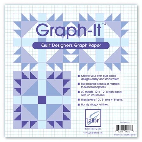 Graph-It - Quilt Designers Graph Paper - June Tailor  -  Quilt Designer&#039;s Graph Paper.Teken uw eigen quiltblokken. Gebruik kleurpotloden om deze in te kleuren.