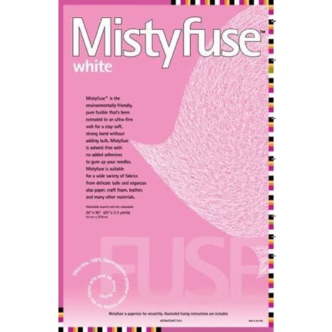 Misty fuse white 51 cm x 229 cm Dit is een zeer dun materiaal plakt aan twee kanten