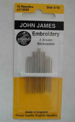 John James - Borduren Naalden- JJ13550 - Maat 5/10. Borduren Naalden &nbsp;Verpakt per 16 stuks.&nbsp;
