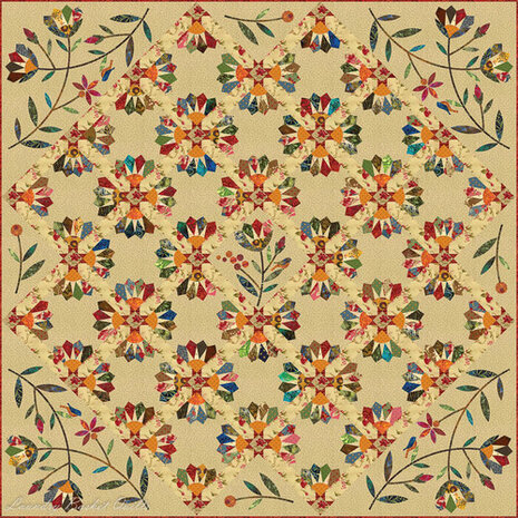 Dresden Bloom - Edyta Sitar - LBQ-0420-P - Laundry Basket Quilts -   -  traditional quilt pattern -  quilt size 76.5" x 76.5"  