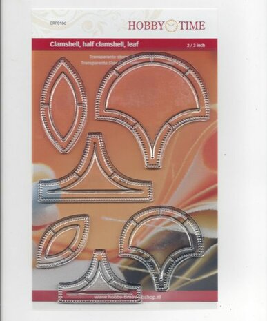 Transparante Quiltstempel CRP0186 Clamshell, half clamshell, leaf&nbsp; van 2 inch en 3 inch. 