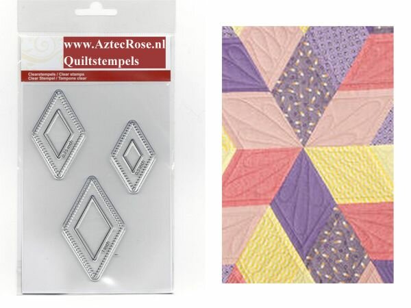 Quiltstempels - transparant - CRP0084. 3 maten Diamonds.0,50 inch 0.75 inch en 1 inch.