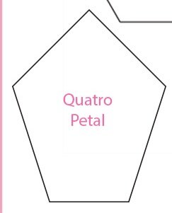 Quatro Petal - 50 stuks Paper Pieces English paper Piecing &nbsp;- &nbsp;Sue Daley  It is designed to fit with the following shapes;  1 inch Square 4 Pointed Star 1 3/8 inch Elongated Hexagon