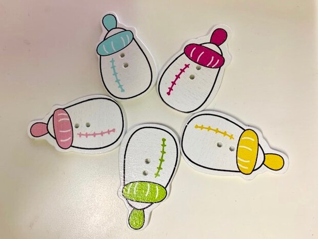 Baby Fun5 stuks 3,5 cm 5 verschillende kleuren, platte knoopjes