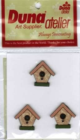 Birdhouse - 3626-179&nbsp;-&nbsp; Set of 3 handmade houten knoopjes&nbsp;