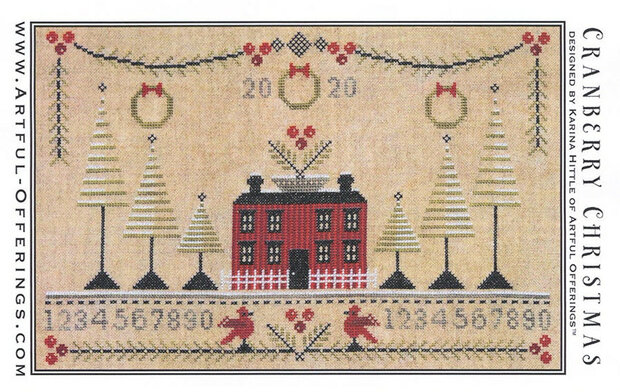 Borduurpatroon Cranberry christmas van Artful offerings