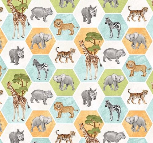 Baby Safari van Deborah Edwards voor Northcott fabrics