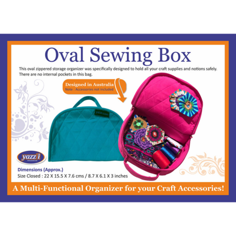 Yazzii Oval sewing box donkerblauw