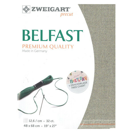 Belfast borduur linnen 32 ct is 12,6 per cm Zweigart met glitter