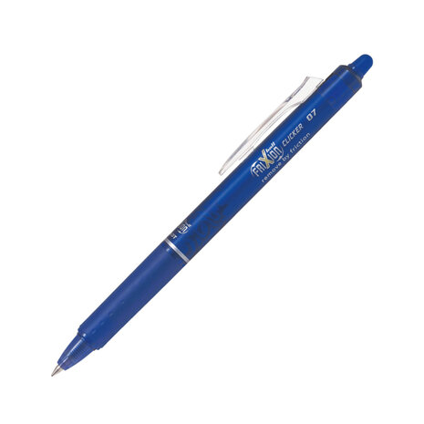 Frixion pilot 07 pen blauw clicker Met deze pen teken je je patroon op de stof en met de achterkant is het mogelijk het getekende uit te wissen. 
