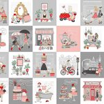 Andover - Pamper handbags - 2318 Witte ondergrond met plaatjes deze zijn  15 x 14 cm