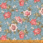 Petite Perennials - Windham Fabrics  blauw 100% cotton met nr. 52529 Floral 
