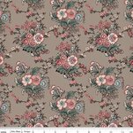 Jane Austen - At Home - C10007 Marianne Taupe  ondergrond met bloemen.