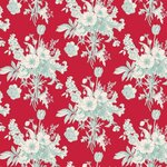Tilda - Cottage - Botanical Red nr. 481510  Een rode  ondergrond met witte  bloemen. 100% katoen en 110 cm breed.