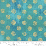 Moda - Grunge - Hits the spot - 524M Peacock turkoois met gouden stip Quiltstof