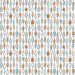 Halve Meter  Free Spirit - Sundara Oasis - Redxx Warm oranje met lichtgroen turkoois wit en beige 100% katoen en 110 cm breed