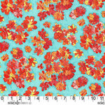 Michael Miller - CJ5685-REDX-D- lMichael Miller fabrics.Turkoois ondergrond met bloemen in pink roze rood en beige