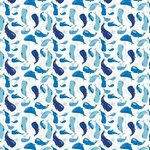Camelot - Ahoy Matey - Whales. Leuke stof een witte ondergrond met blauwe vissen