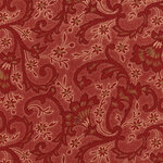 T & T- la vie an Rouge - C3897 - Rouge. Bijzonder mooie stof in donkerrood met zand olijfgroen.