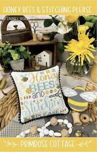 Borduurpatroon kruissteken Honey bees & Stitching please van Primrose cottage